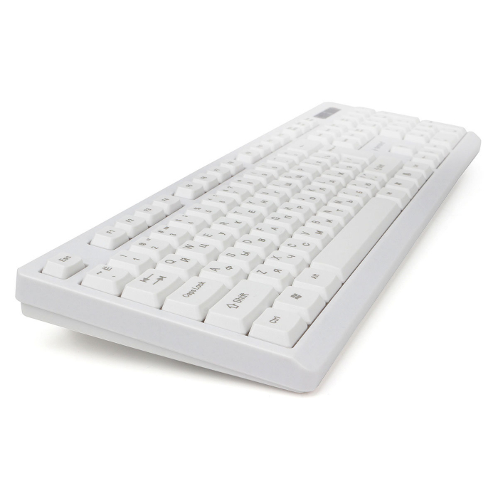 Клавиатура проводная Gembird KB-8355U, мембранная, 104 клавиш, лазер. гравировка, кабель 1.85м,белая