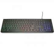 Клавиатура проводная игровая Gembird KB-250L, мембранная, 104 клавиш, подсветка Rainbow, мультимедиа, кабель 1.5м, черная