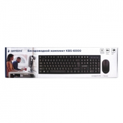 Комплект кл-ра+мышь беспров. Gembird KBS-6000, черный, 2.4ГГц, 1600 DPI,  мини-приемник-USB