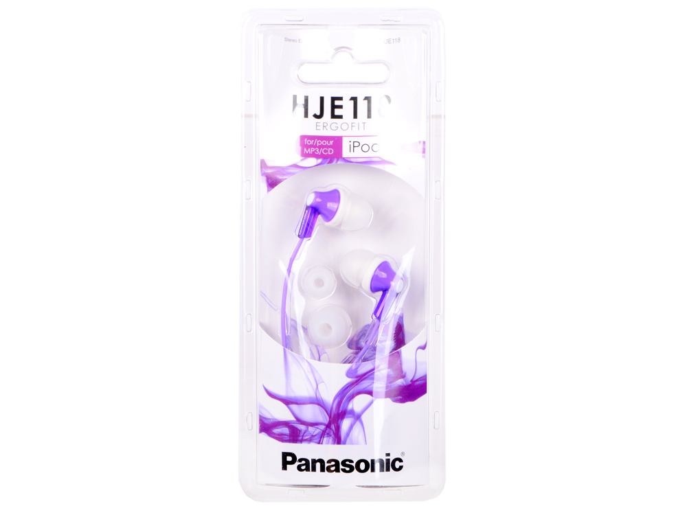 Наушники вкладыши Panasonic RP-HJE118GU 1.1м белый/фиолетовый проводные в ушной раковине (RP-HJE118GUV)
