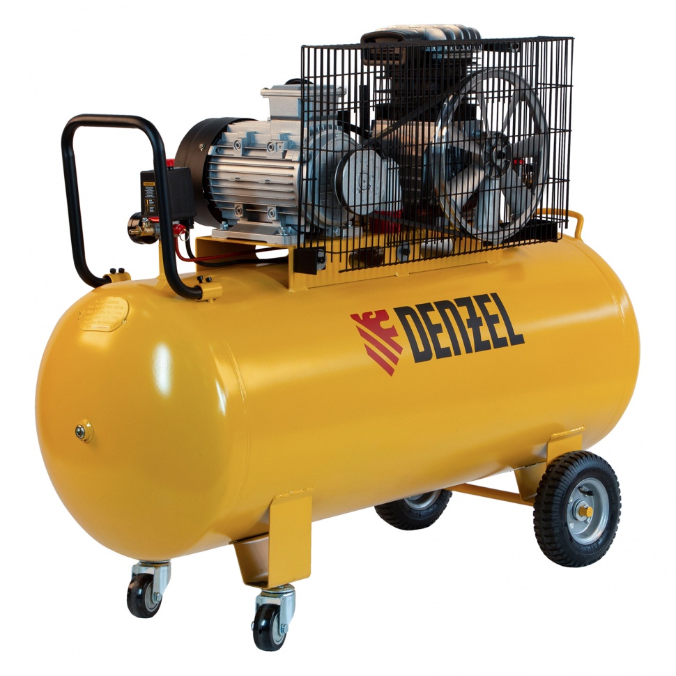 Воздушный компрессор DENZEL ременной привод BCI3000-T/200, 3,0 кВт, 200 литров, 530 л/мин 58119