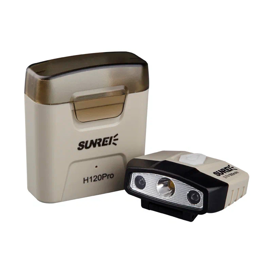 Фонарик налобный Sunree H120 Pro Sensor Hat Light 120 лм, 500мАч (фонарик) +600мАч (кейс),  IPX5, 4500K, до 13,5 часов работы (H120 Pro) серый