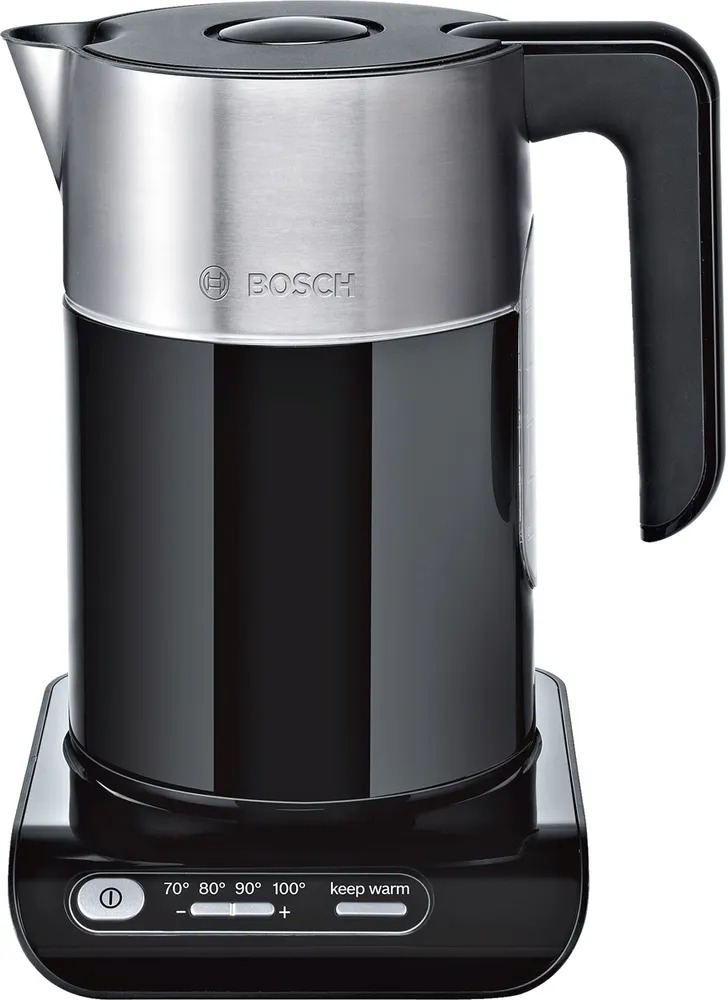Чайник электрический Bosch TWK8613P 1.5л. 2400Вт, черный/серебристый 