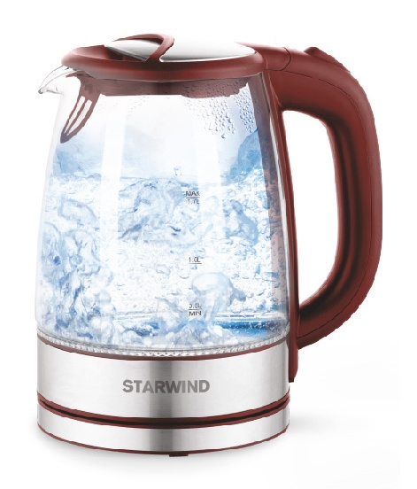 Чайник электрический STARWIND SKG2419, бордовый/серебристый