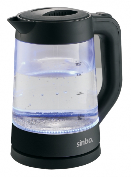 Чайник электрический Sinbo SK 8008 1.7л. 1500Вт черный (корпус: стекло)