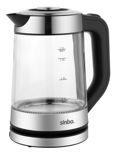 Чайник электрический Sinbo SK 8009 1.7л. 1500Вт черный/серебристый (корпус: стекло)
