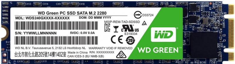 SSD накопитель M.2 WD Green 480Gb (WDS480G2G0B)