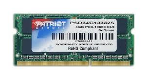 Модуль памяти PATRIOT 4GB PC10600 DDR3 SO PSD34G13332S 