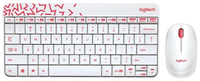 Комплект (клавиатура+мышь) Logitech MK240 Nano, белый / красный (920-008212)