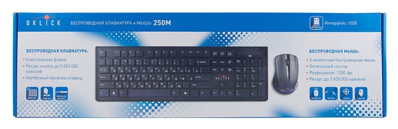 Клавиатура + мышь Oklick 250M, черный (997834)