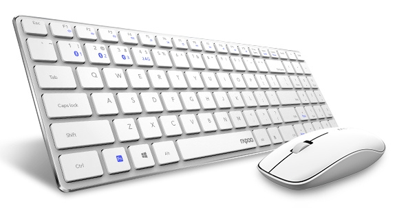 Клавиатура и мышь Rapoo 9300M белый USB (18479)