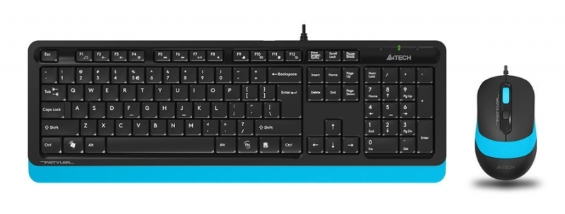 Комплект (клавиатура+мышь) A4TECH Fstyler F1010, черный и синий