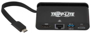Адаптер Tripplite U444-T6N-H4GUBC USB 3.1 Gen 1 USB-C Adapter with PD Charging - 100W, Ultra 4K HDMI, Gigabit Ethernet & USB-A Hub Port, Black