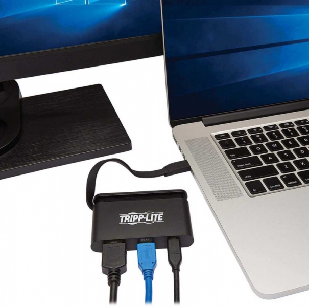 Адаптер Tripplite U444-T6N-H4UBC USB 3.1 Gen 1 USB-C Adapter with PD Charging - 100W, Self-Storage Cable, Ultra 4K HDMI & USB-A Hub Port, Black