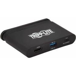 Адаптер Tripplite U444-T6N-H4UBC USB 3.1 Gen 1 USB-C Adapter with PD Charging - 100W, Self-Storage Cable, Ultra 4K HDMI & USB-A Hub Port, Black