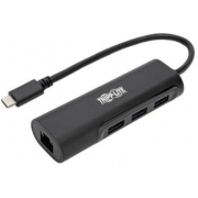 Адаптер Tripplite U460-003-3A1GB USB 3.1 Gen 1 USB-C Portable Hub/Adapter, 3 USB-A Ports and Gigabit Ethernet Port, Thunderbolt 3 Compatible, Black