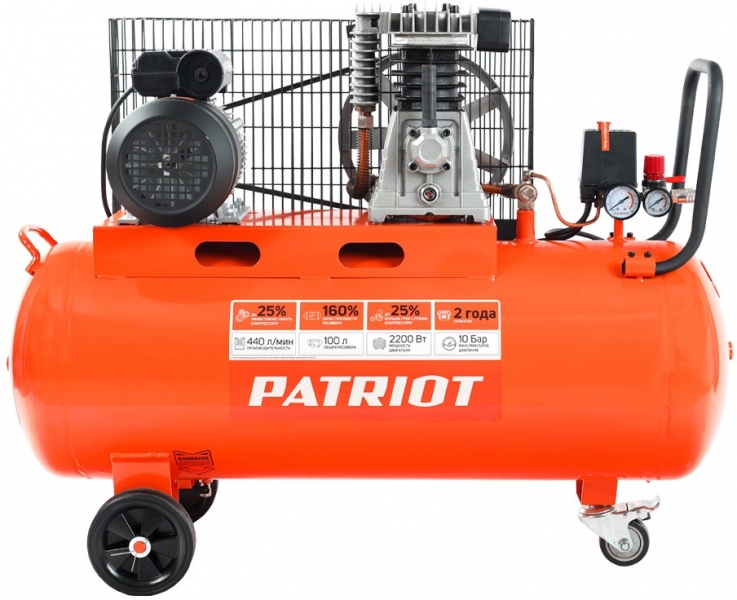 Компрессор поршневой Patriot PTR 100-440I масляный, оранжевый