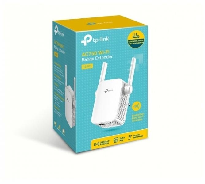 TP-Link RE205 Усилитель сигнала Wi-Fi, 2.4 ГГц, 5 ГГц, поддержка 802.11ac количество антенн: 2