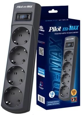 Сетевой фильтр PILOT m-MAX 7м, серый