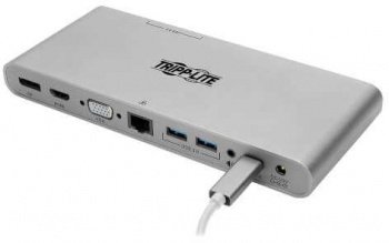 Зарядное устройство Tripplite U442-DOCK4-S USB Type-C Docking Station, HDMI, VGA, DisplayPort, USB-A/C, GbE, 100W PD Charging, 4K @ 30 Hz, Thunderbolt 3, Silver