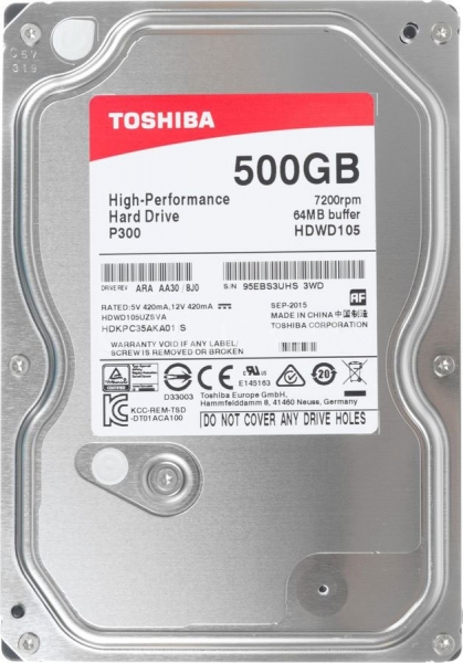 Жесткий диск Toshiba P300 500Gb (HDWD105UZSVA)