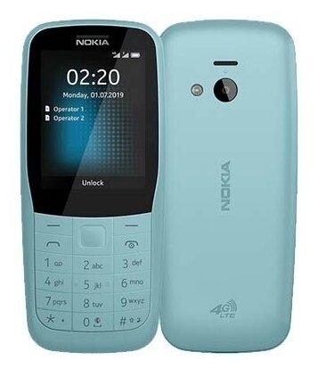 Телефон сотовый Nokia 220 DS TA-1155 BLUE, 2.4'' 320x240, 24MB, 0,3Mpix, 2 Sim, 2G, 3G, LTE, BT v4.2, Micro-USB, 1200mAh