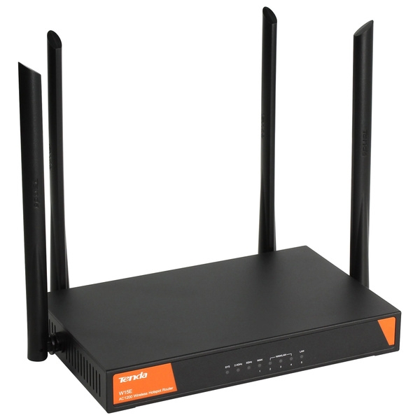 Wi-Fi маршрутизатор TENDA 1200MBPS 2.4GHZ W15E, черный 