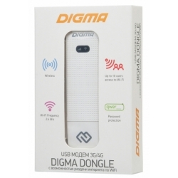 Модем 2G/3G/4G Digma Dongle USB +Router внешний белый