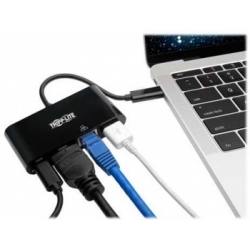 Адаптер Tripplite U444-06N-H4GUBC USB-C to HDMI Adapter with USB-A Hub, Gigabit Ethernet, Thunderbolt 3, Black