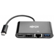 Адаптер Tripplite U444-06N-H4GUBC USB-C to HDMI Adapter with USB-A Hub, Gigabit Ethernet, Thunderbolt 3, Black