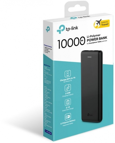 Мобильный аккумулятор TP-Link TL-PB10000 Li-Pol 1000mAh 2.1A+2.1A черный 2xUSB