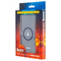 Мобильный аккумулятор Buro HG8000-WCH wireless charge Li-Pol 8000mAh 1.2A серый/белый