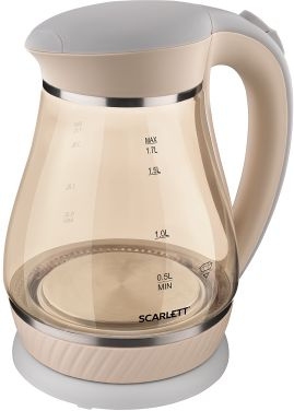 Чайник электрический Scarlett SC-EK27G83 1.7л. 2200Вт бежевый (корпус: стекло)