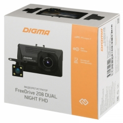 Видеорегистратор Digma FreeDrive 208 DUAL Night FHD, черный 