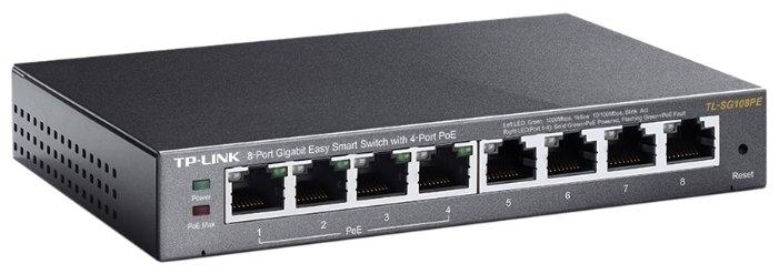 TP-Link TL-SG108PE Easy Smart гигабитный 8-портовый коммутатор с 4 портами PoE