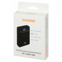 Мобильный аккумулятор Digma DG-10000-SML-W Li-Pol 10000mAh 3A белый 2xUSB
