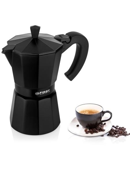 FIRST (FA-5471 Black) Кофеварка гейзерная, Объем 300 мл / 6 чашек.Для использования на горячей плите