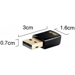 ASUS USB-AC51 двухдиапазонный 2.4/5ГГц, AC600, 802.11ac, 433/150Мбит/с, компактный размер