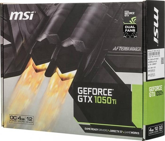 Видеокарта MSI GeForce GTX 1050 Ti 4Gb (GTX 1050 TI 4GT OC)