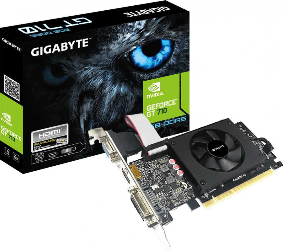 Видеокарта Gigabyte PCI-E GV-N710D5-2GIL nVidia GeForce GT 710 2048Mb 64bit GDDR5 954/5010 DVIx1/HDMIx1/HDCP Ret low profile