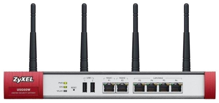 ZyXEL USG60W-RU0101F Беспроводной межсетевой экран USG60W, Rack, 2xWAN GE, 4xLAN/DMZ GE, 802.11a/b/g/n (2,4 и 5 ГГц), 2xUSB3.0, AP Controller (2/18)