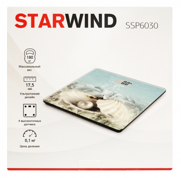 Весы напольные электронные Starwind SSP6030, рисунок/голубой