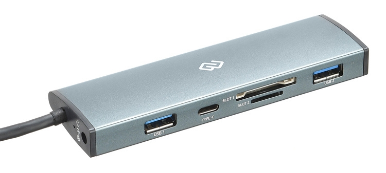 Разветвитель USB-C Digma HUB-2U3.0СCR-UC-G 3порт, серый