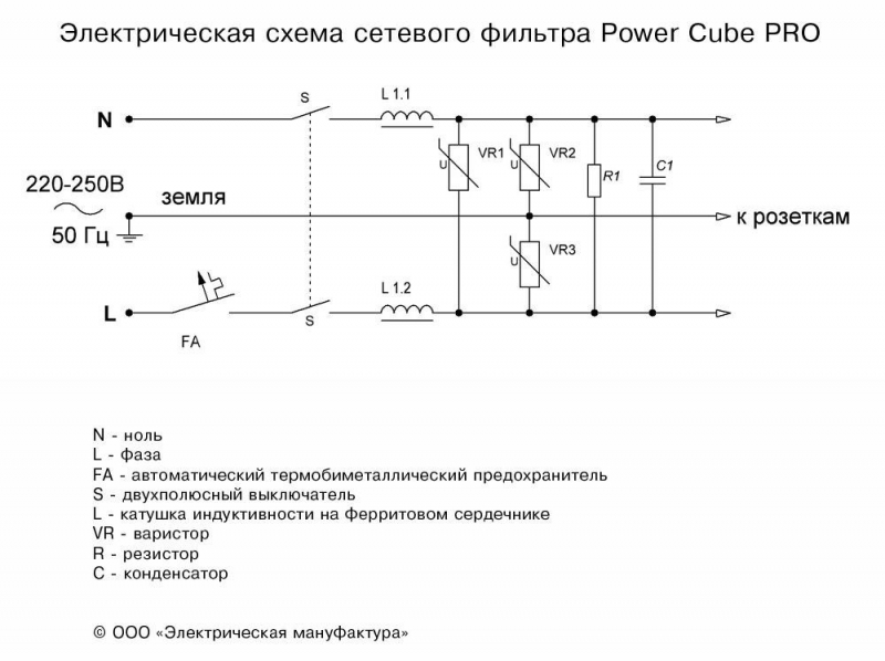 Сетевой фильтр Powercube SPL(5+1)-16B-P-3М-WHITE, 3м (6 розеток)
