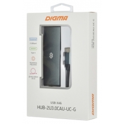 Разветвитель USB-C Digma HUB-2U3.0СAU-UC-G 3порт, серый