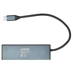 Разветвитель USB-C Digma HUB-2U3.0СCR-UC-G 3порт, серый