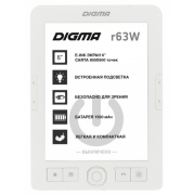 Электронная книга Digma R63W 6" E-Ink Carta 800x600 600MHz/4Gb/microSDHC/подсветка дисплея белый