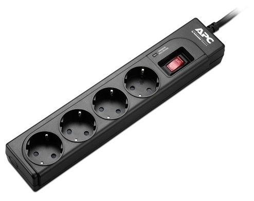 APC P43B-RS сетевой фильтр 1м, 4 розеток, черный