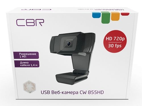 Веб-камера CBR CW 855HD Black 1 МП/1280х720/USB 2.0/чёрный