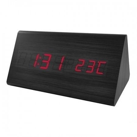Perfeo LED часы-будильник "Pyramid", чёрный корпус / красная подсветка (PF-S710T) время, температур